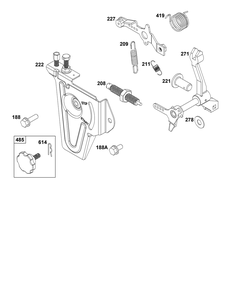 Controls Group Diagram and Parts List for 261D05-0002-01 200000 - 399999 Briggs and Stratton Engine